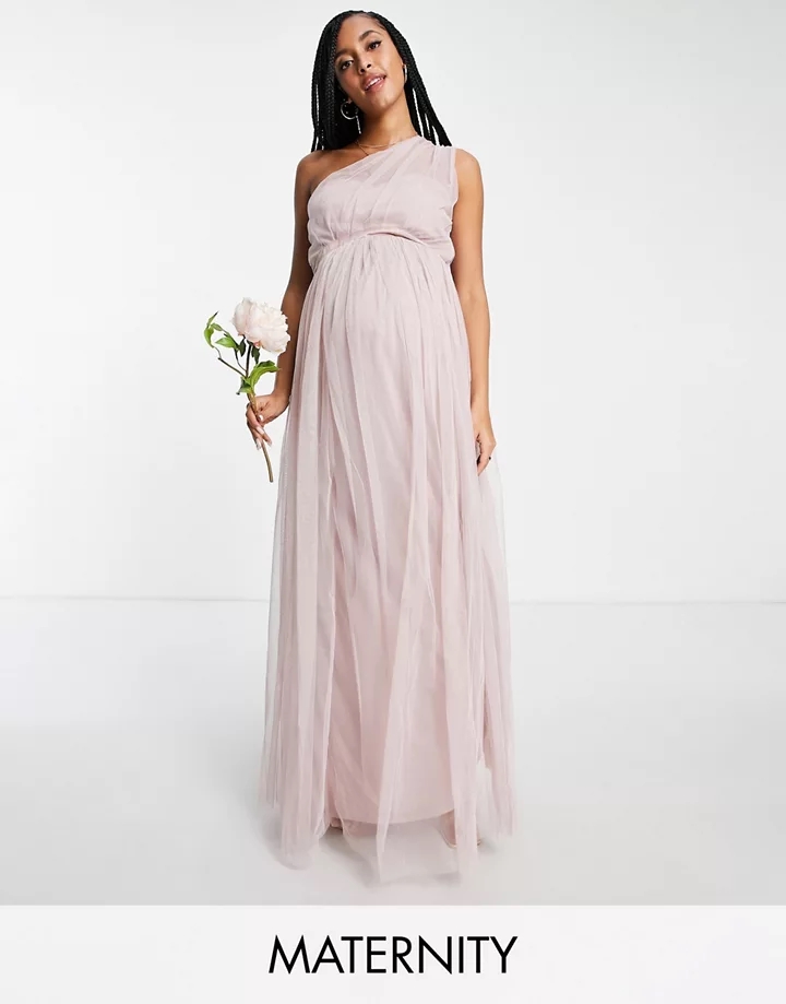 Vestido para dama de honor largo rosa asimétrico de tul de Anaya With Love Maternity Rosa 08yxHmXv