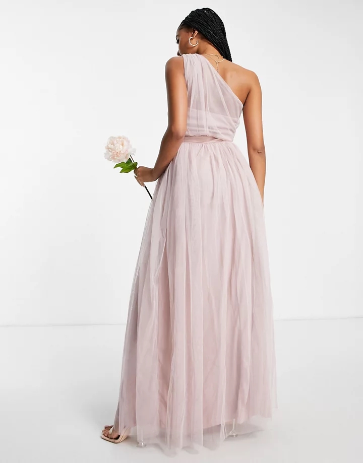 Vestido para dama de honor largo rosa asimétrico de tul de Anaya With Love Maternity Rosa 08yxHmXv