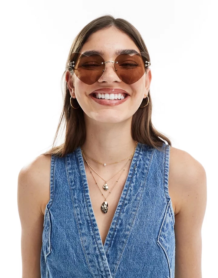 Gafas de sol tostadas con lentes en forma de corazón Co
