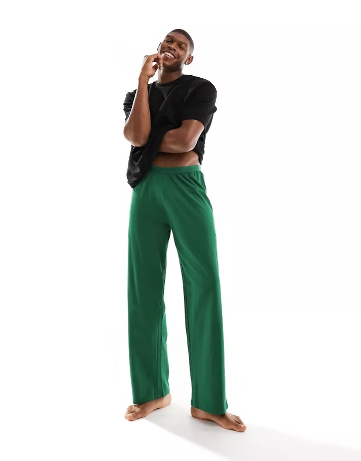 Pijama de pantalones verdes y camiseta negra de punto de arroz de DESIGN Verde 0FrJyMRK
