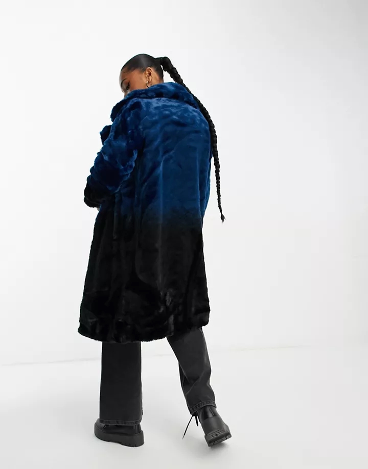 Abrigo largo azul de piel sintética de Urban Code Azul sombreado 0M9cYULp