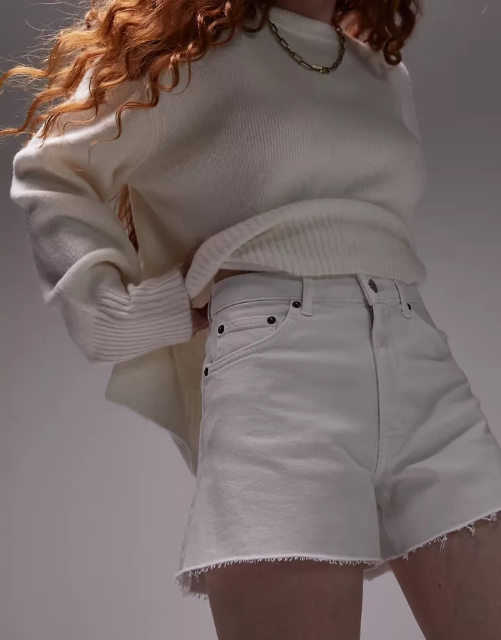 Pantalones cortos vaqueros blancos cómodos y elásticos de Topshop Blanco 0MaaJWg8