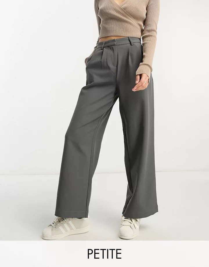 Pantalones grises de pernera ancha de sastre con pinzas