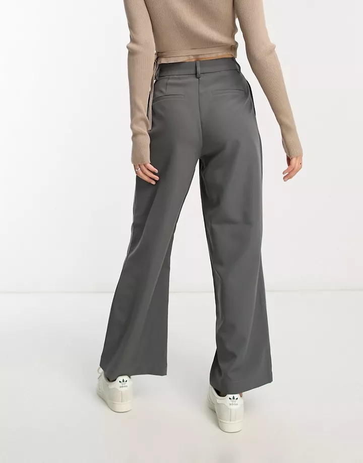 Pantalones grises de pernera ancha de sastre con pinzas de Vila Petite Gris 0NMD5SQC