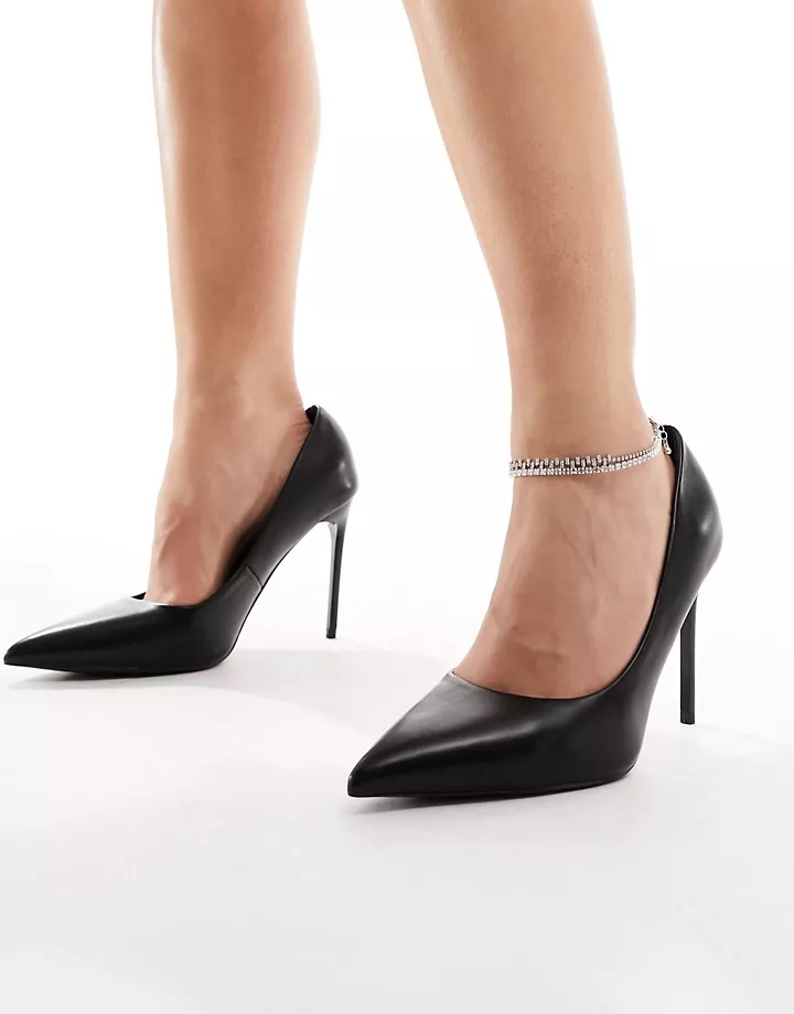 Zapatos de salón negros de tacón alto con puntera fina de poliuretano Paphos de DESIGN Wide Fit Negro 0PIOzIgl
