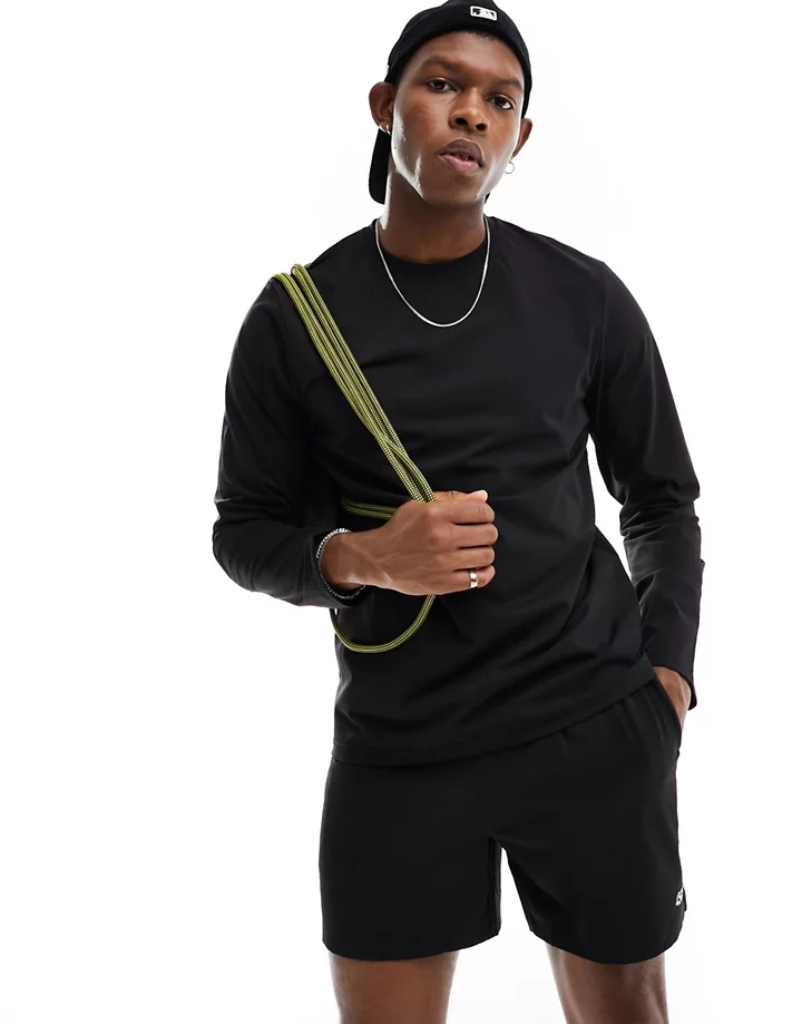 Camiseta negra de manga larga y corte slim de tejido de secado rápido Performance de 4505 Negro 0QFIuKrw