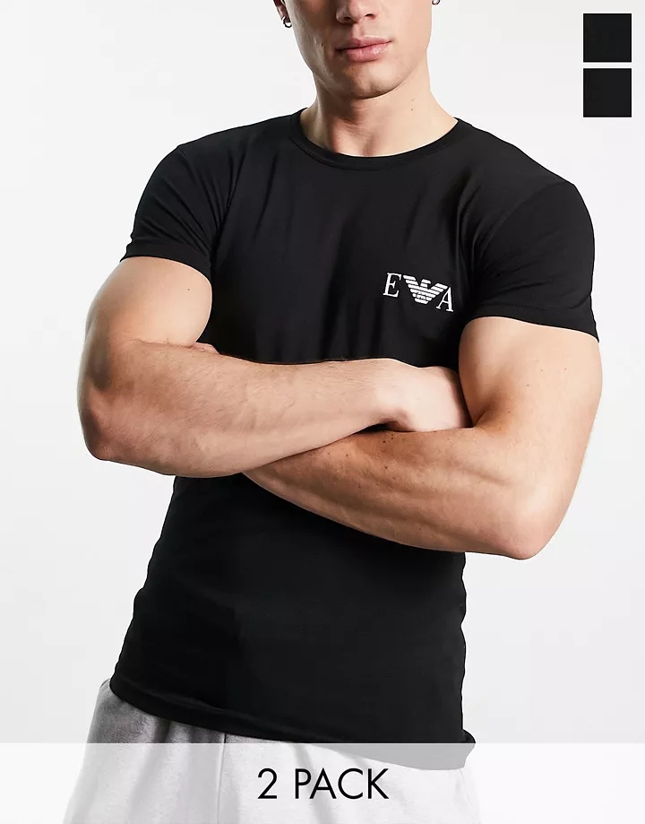 Pack de 2 camisetas negras con logo de Emporio Armani B