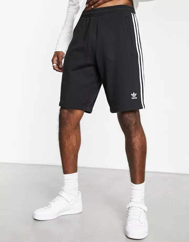 Pantalones cortos negros con tres rayas de adidas Originals Essentials Negro 0ZQityuC