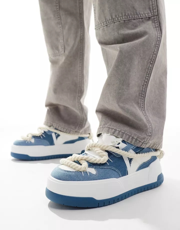 Zapatillas de deporte azul denim con suela gruesa de DE