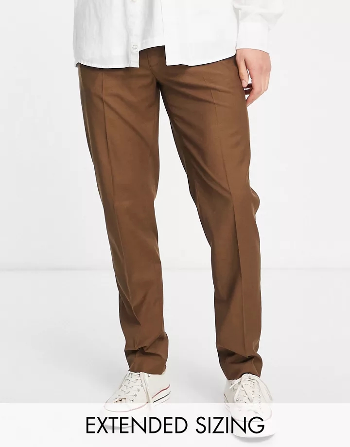 Pantalones de vestir marrón chocolate de corte slim de 