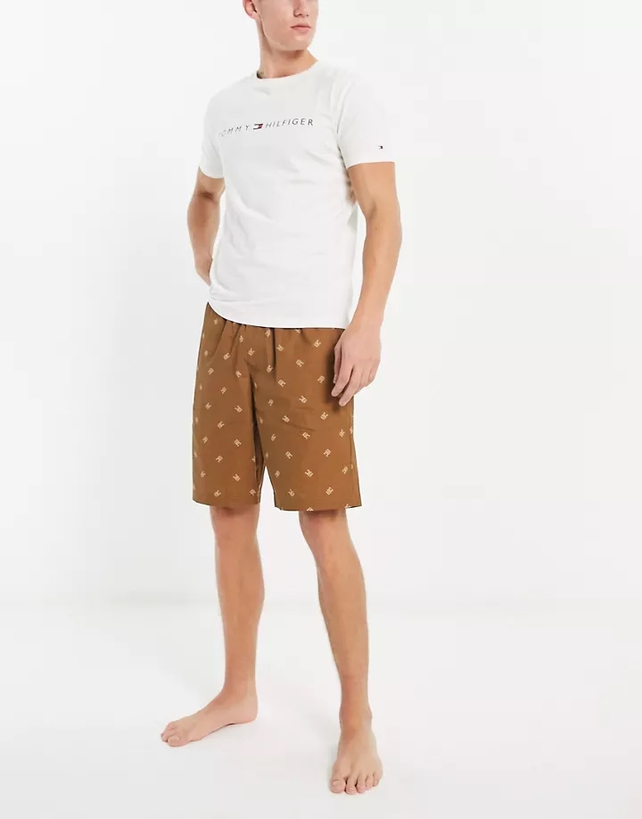 Pijama corto marrón de Tommy Hilfiger Marrón 0oQmyNyQ