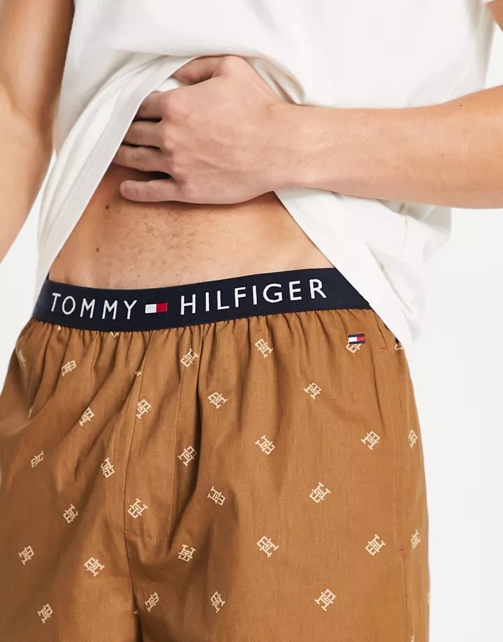 Pijama corto marrón de Tommy Hilfiger Marrón 0oQmyNyQ