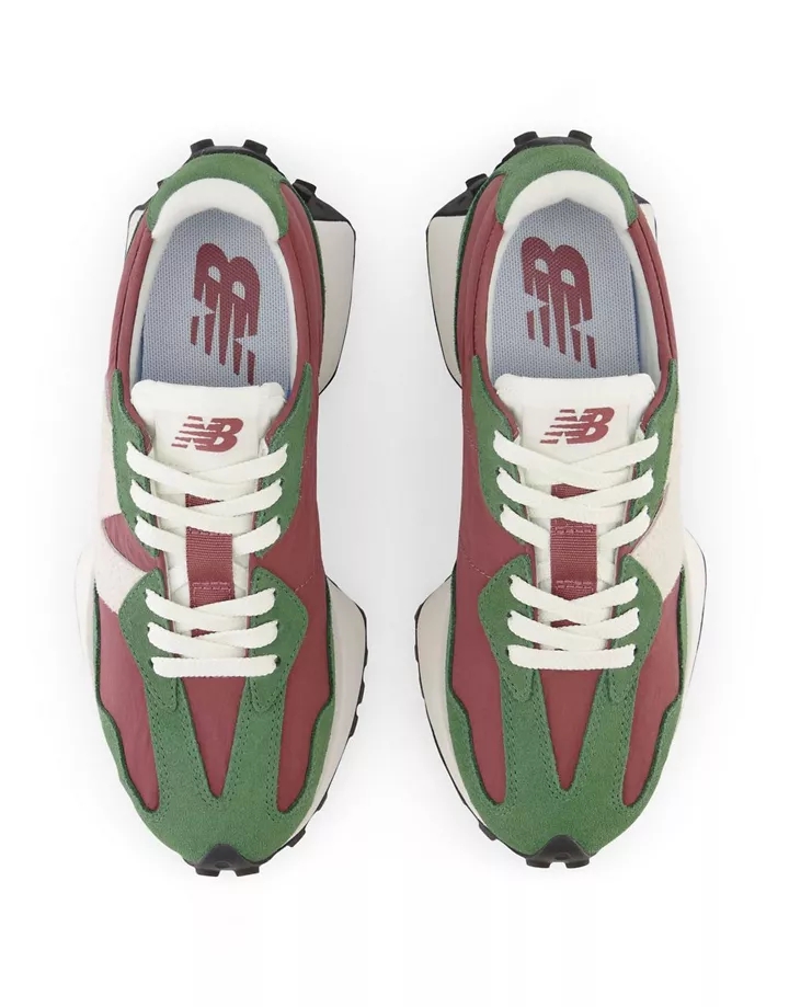 Zapatillas de deporte verde oscuro y marrón 327 de New Balance Rojo 0qfFltQX