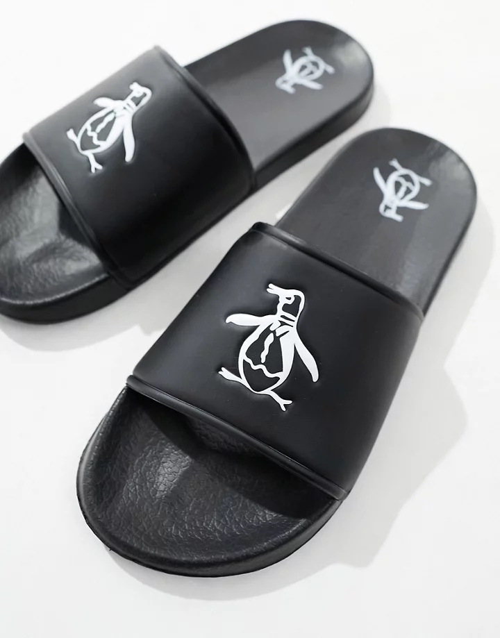 Sandalias negras de corte ancho con logo de Original Penguin Negro 0s3nb8nQ