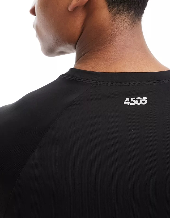 Camiseta deportiva negra ajustada de manga larga de tejido de secado rápido de 4505 Negro 0zxbcBnb