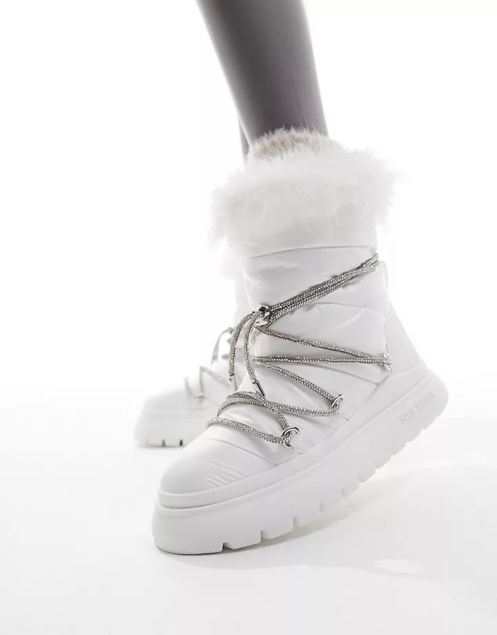 Botas de nieve blancas con cordones de strass Ice-Storm de Steve Madden Blanco 1JqtCW11