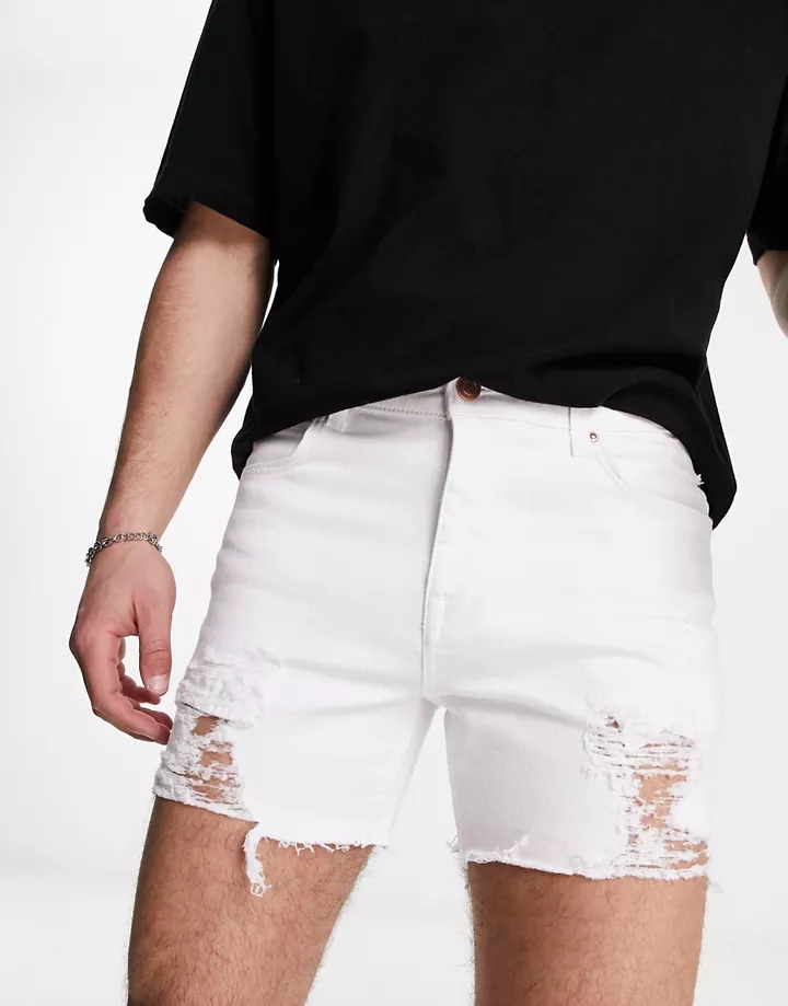Pantalones muy cortos vaqueros blancos con diseño desgarrado de DESIGN Blanco 1OpWmDZ8