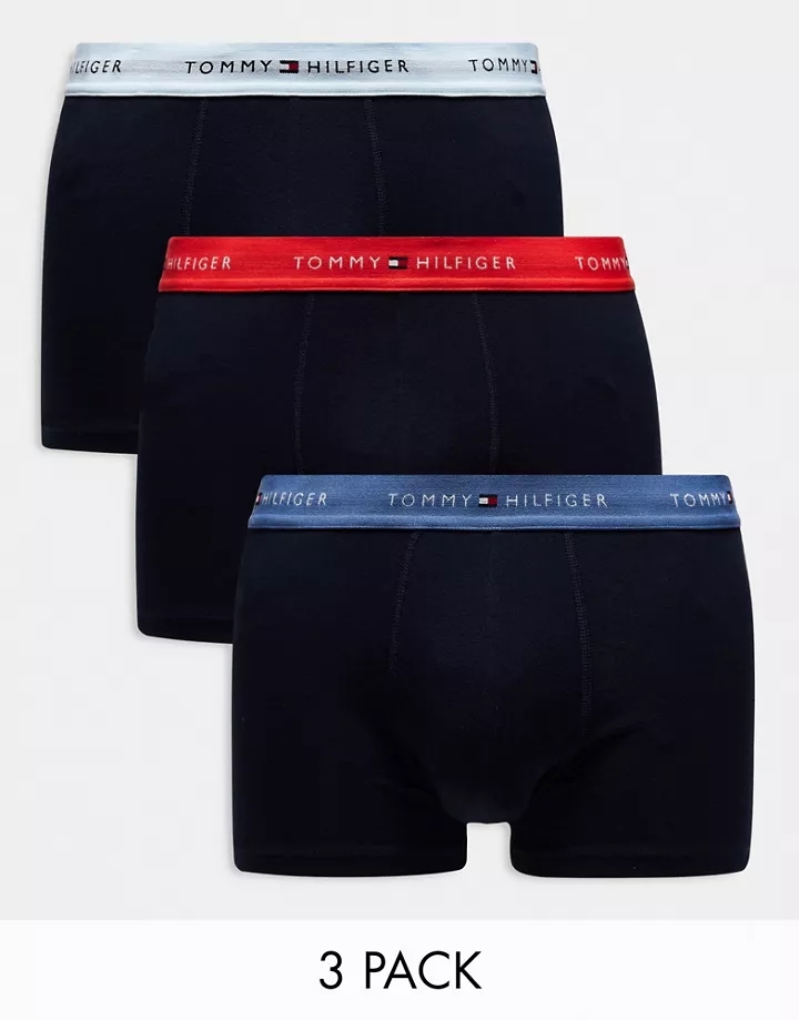 Pack de 3 calzoncillos azul marino con cinturilla de color y logo de Tommy Hilfiger Azul marino 1d5nJz35