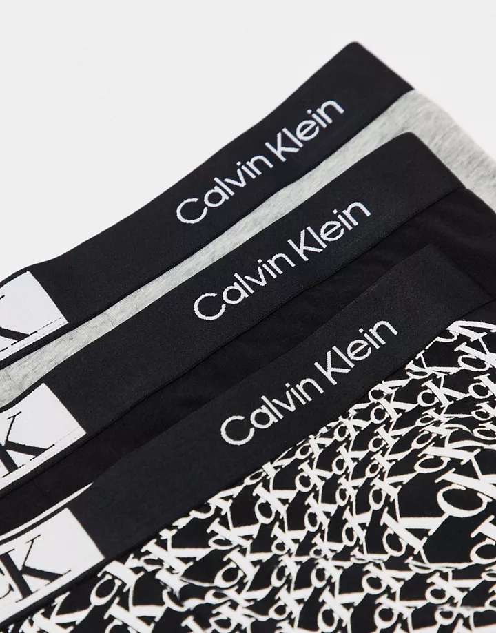 Pack de 3 calzoncillos de color gris, negro y estampado negro CK 96 de Calvin Klein Negro/gris 1kYNCjNC