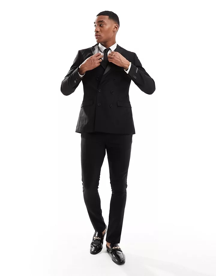 Chaqueta de traje formal negra con doble botonadura de French Connection Negro 1rQZ6yA4