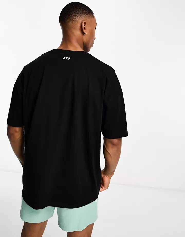 Camiseta negra extragrande deportiva con logo de 4505 Negro 2ALlzLcT