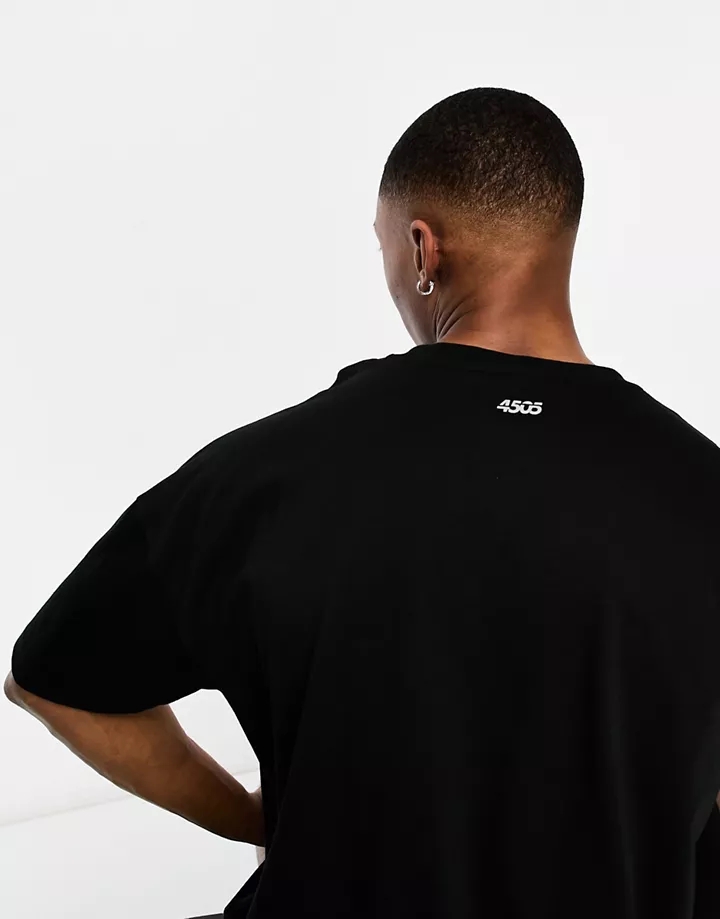 Camiseta negra extragrande deportiva con logo de 4505 Negro 2ALlzLcT