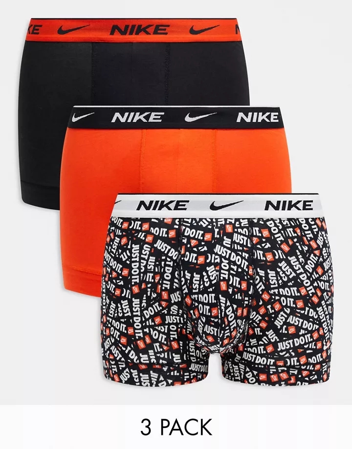 Pack de 3 calzoncillos de color negro y naranja de algodón elástico Everyday Cotton Stretch de Nike MULTICOLOR 2Avkewjy