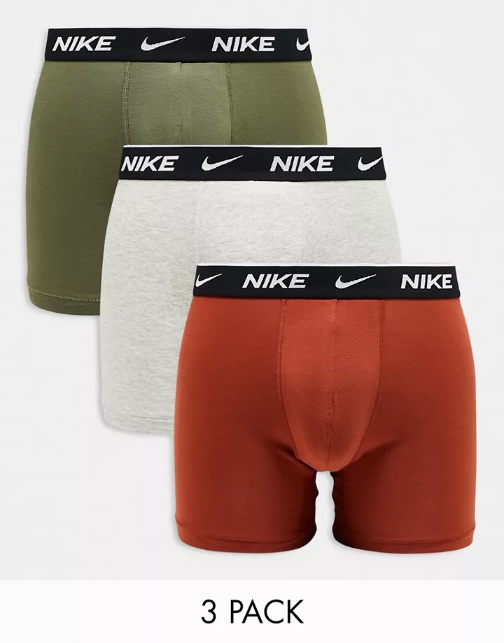 Pack de 3 calzoncillos de color verde oliva, naranja y gris Everyday Cotton Stretch de Nike MULTICOLOR 2BNWUYxq