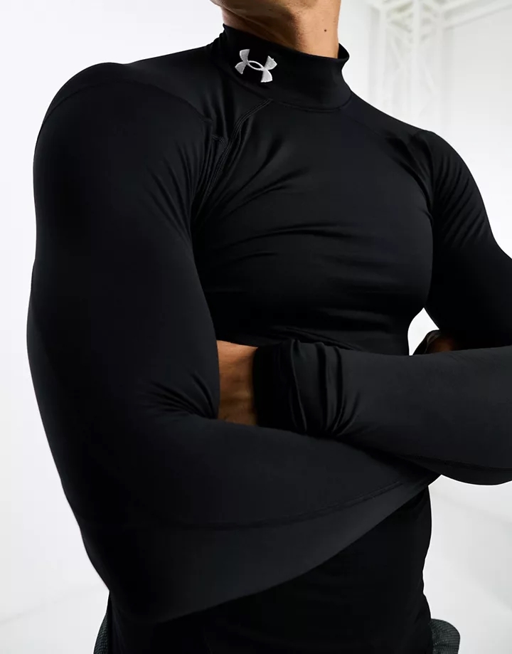 Camiseta negra entallada de manga larga con cuello alto Cold Gear Armour de Under Armour Negro 2CweGqyI