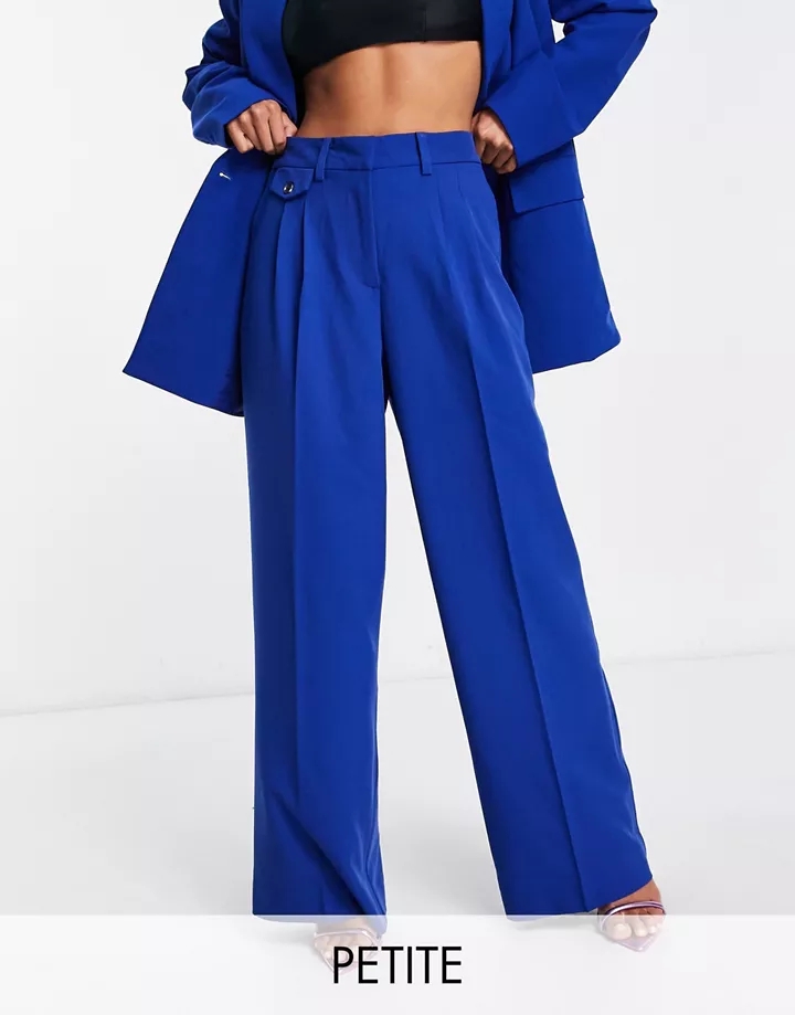 Pantalones de traje de sastre azul cobalto de pernera a