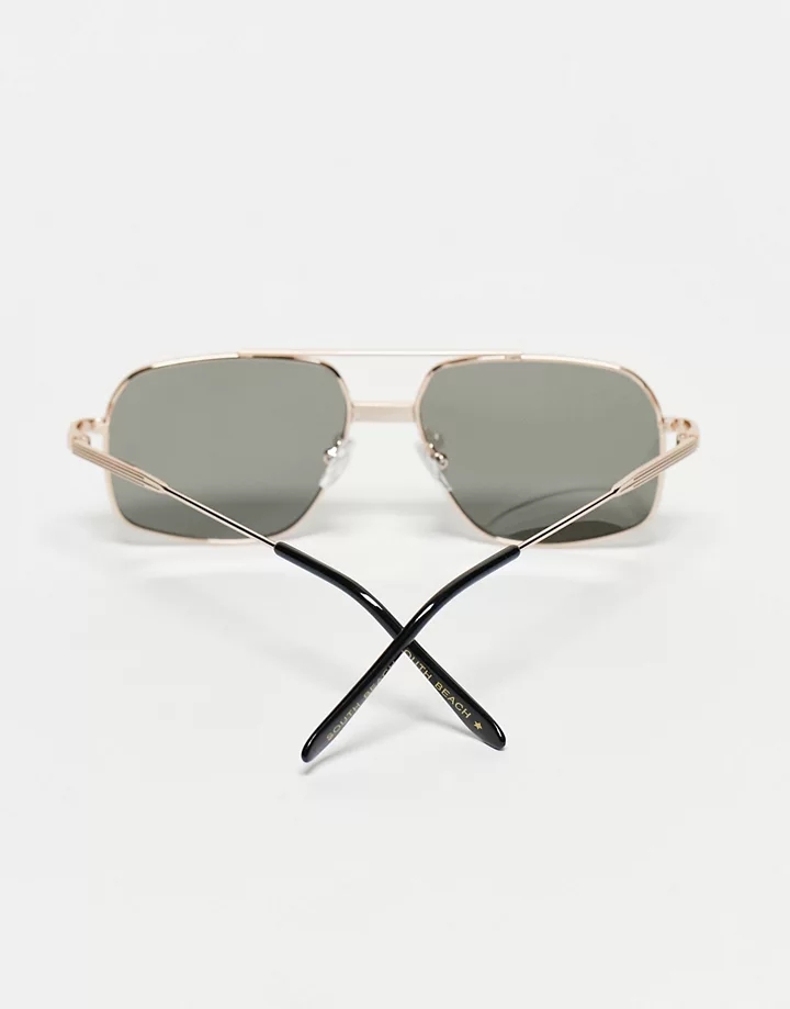 Gafas de sol plateadas con montura estilo aviador de metal y lentes polarizadas de South Beach Plateado 2LISp2WX