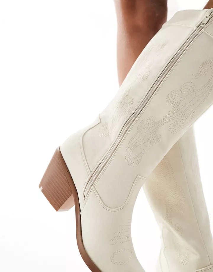 Botas por la rodilla blanco hueso estilo wéstern microtexturizadas de Glamorous Blanco hueso 2cvvYSgR
