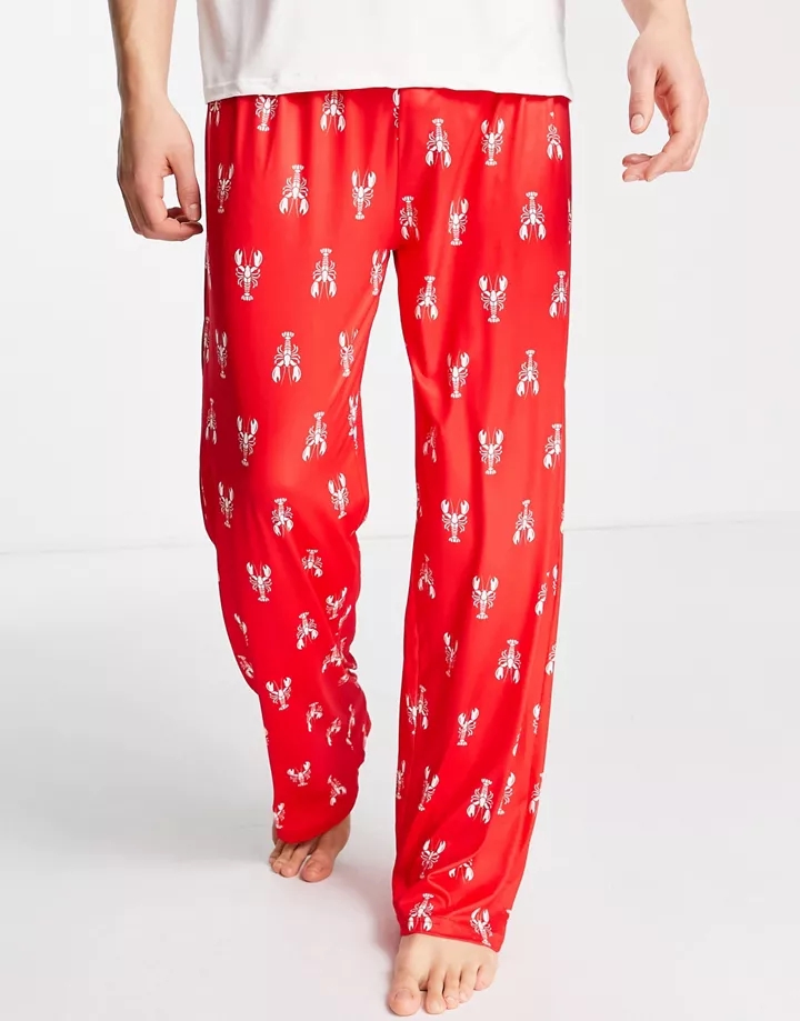 Pijama rojo y blanco con estampado de langostas para Sa