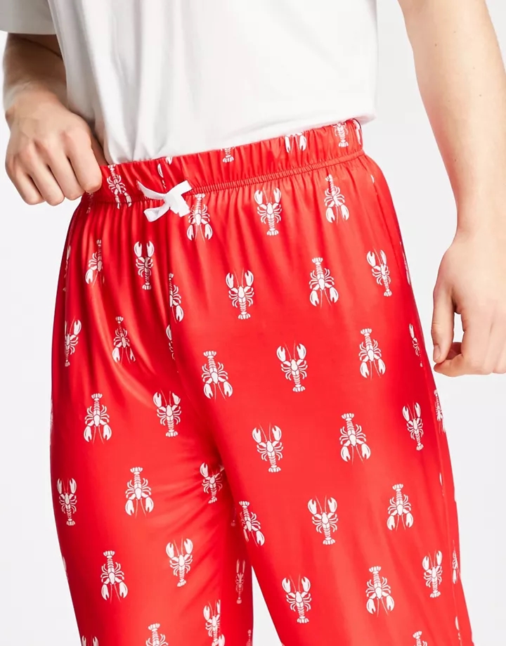 Pijama rojo y blanco con estampado de langostas para San Valentín de Loungeable Rojo/blanco 2d284FgO