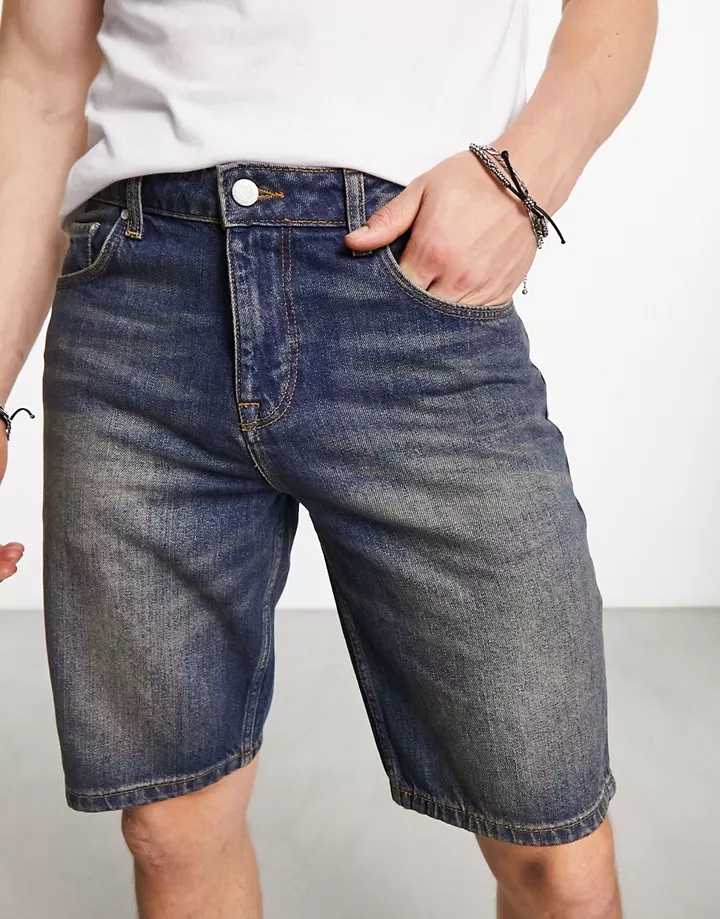 Pantalones cortos vaqueros de corte slim y largo medio con lavado estilo años 2000 de DESIGN Azul 2pZOt5fO