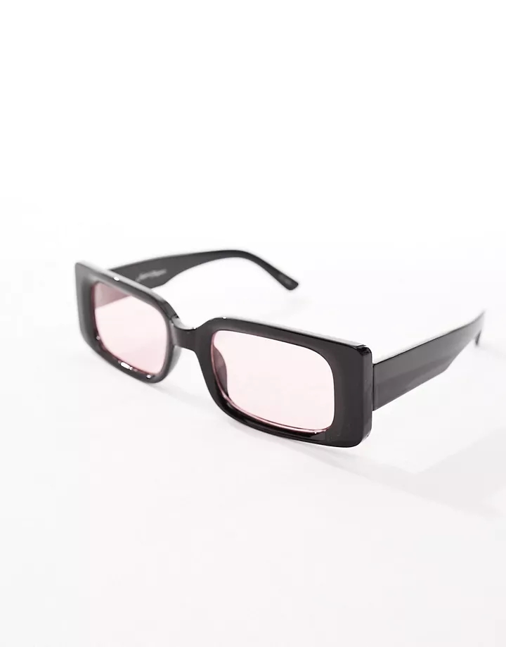 Gafas de sol negras con montura gruesa cuadrada y lentes rosas de Jeepers Peepers Negro 2qf2k4BA