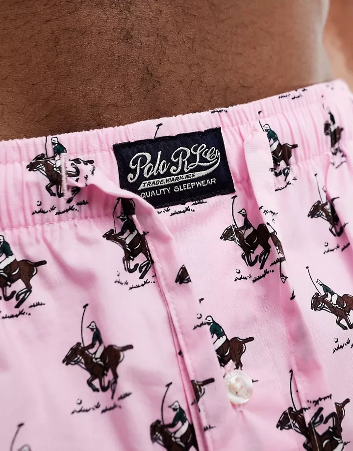 Pijama rosa con estampado integral de logo de caballo de Polo Ralph Lauren Rosa 2rQWmrR5