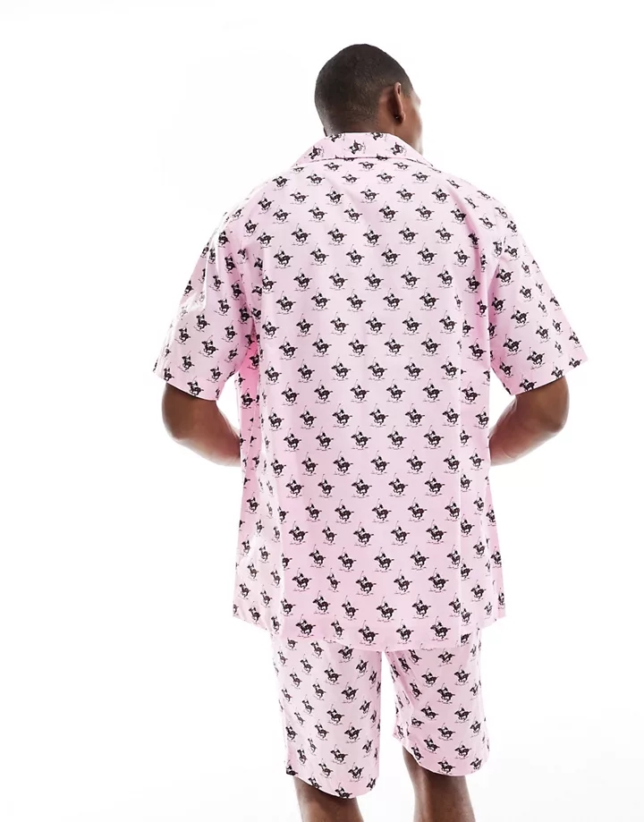 Pijama rosa con estampado integral de logo de caballo de Polo Ralph Lauren Rosa 2rQWmrR5