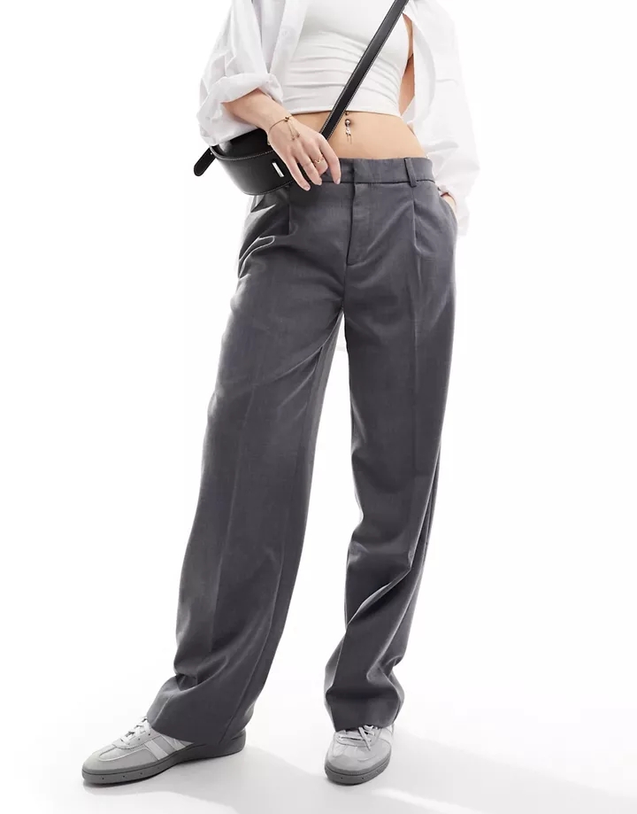 Pantalones de sastre grises con costuras delanteras de 