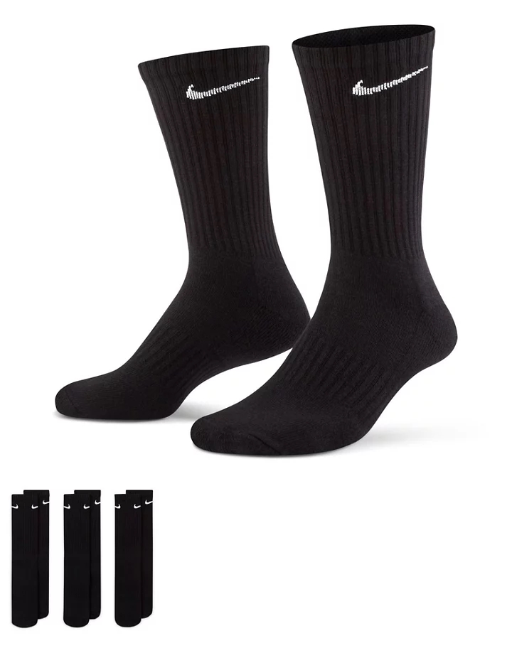 Pack de 3 pares de calcetines negros Everyday Cushioned