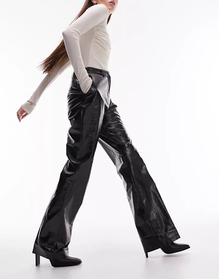 Pantalones de sastre negros de pernera recta de Topshop (parte de un conjunto) Negro 3kRQEAPD
