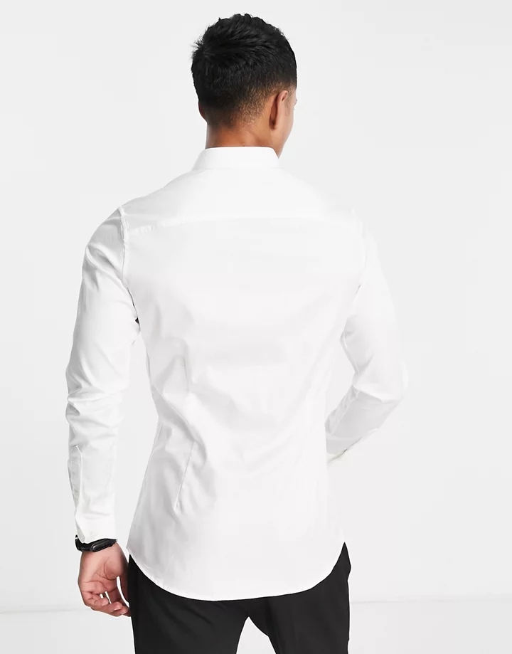 Camisa blanca de vestir de corte slim elástico Premium de Jack & Jones Blanco 3vdfJ1bI