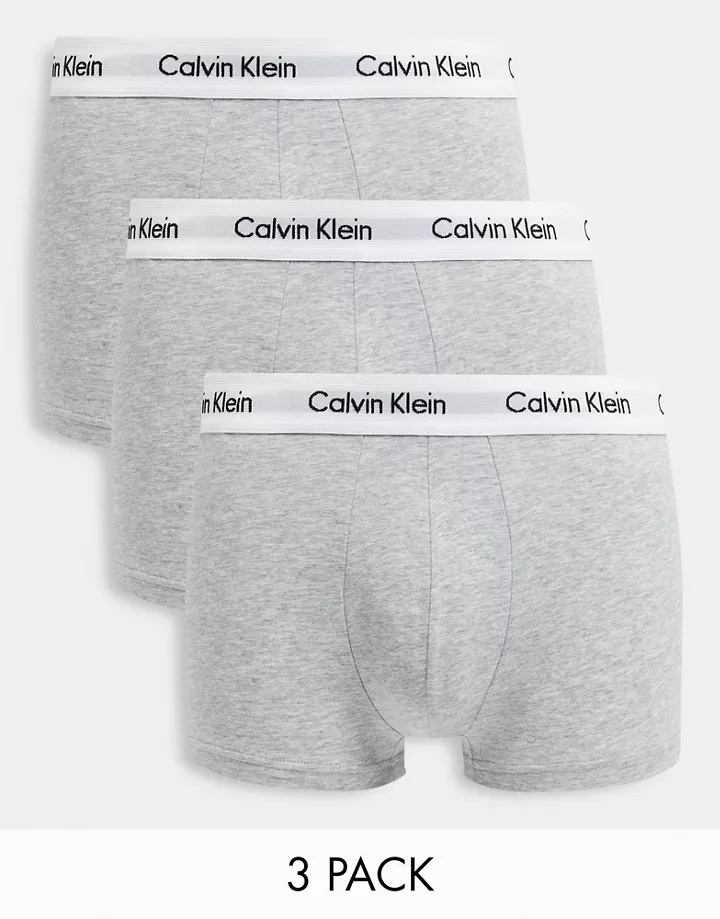 Pack de 3 calzoncillos grises de talle bajo con logo en la cinturilla de Calvin Klein Gris 45HhKDFY