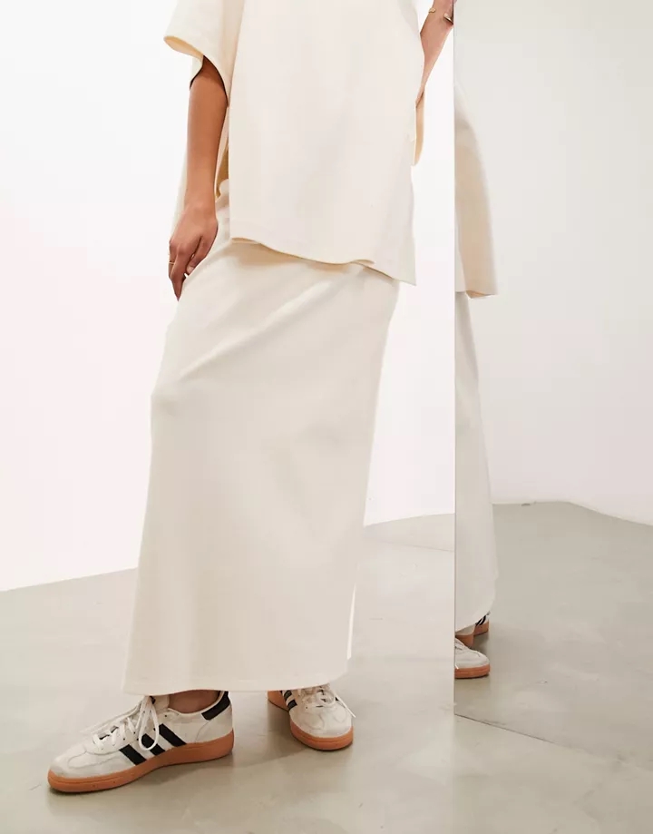 Falda recta larga color crema de tejido grueso texturizado premium de EDITION (parte de un conjunto) Crema 4IwZC1P6