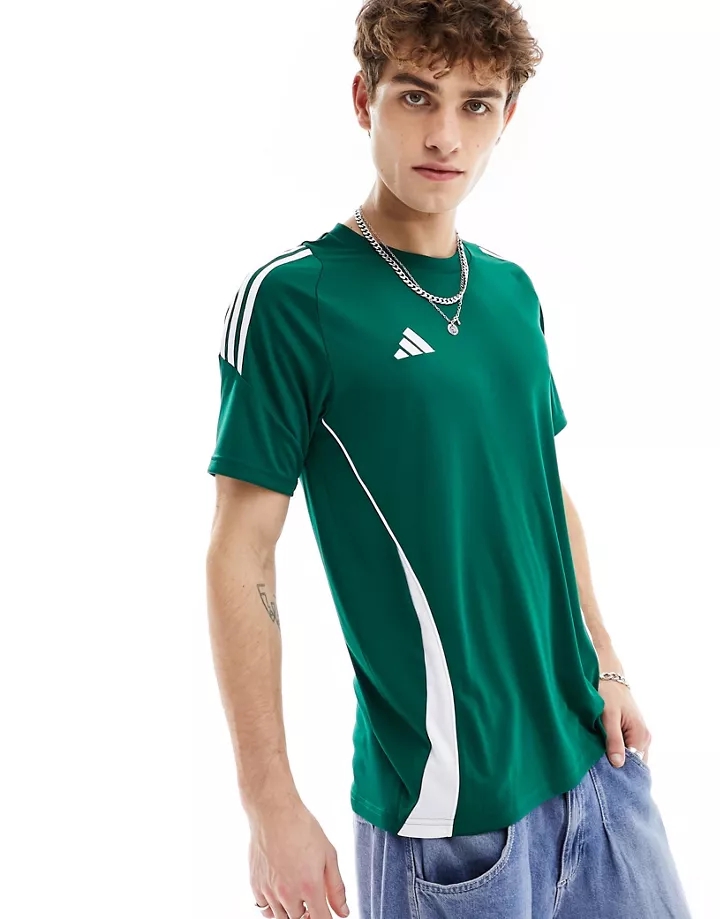 Camiseta verde de punto Tiro 24 de adidas Verde oscuro/blanco 4hs2Zbh2