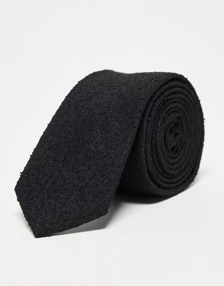 Corbata negra de corte estándar con acabado texturizado de DESIGN Negro 4p0O9rFC