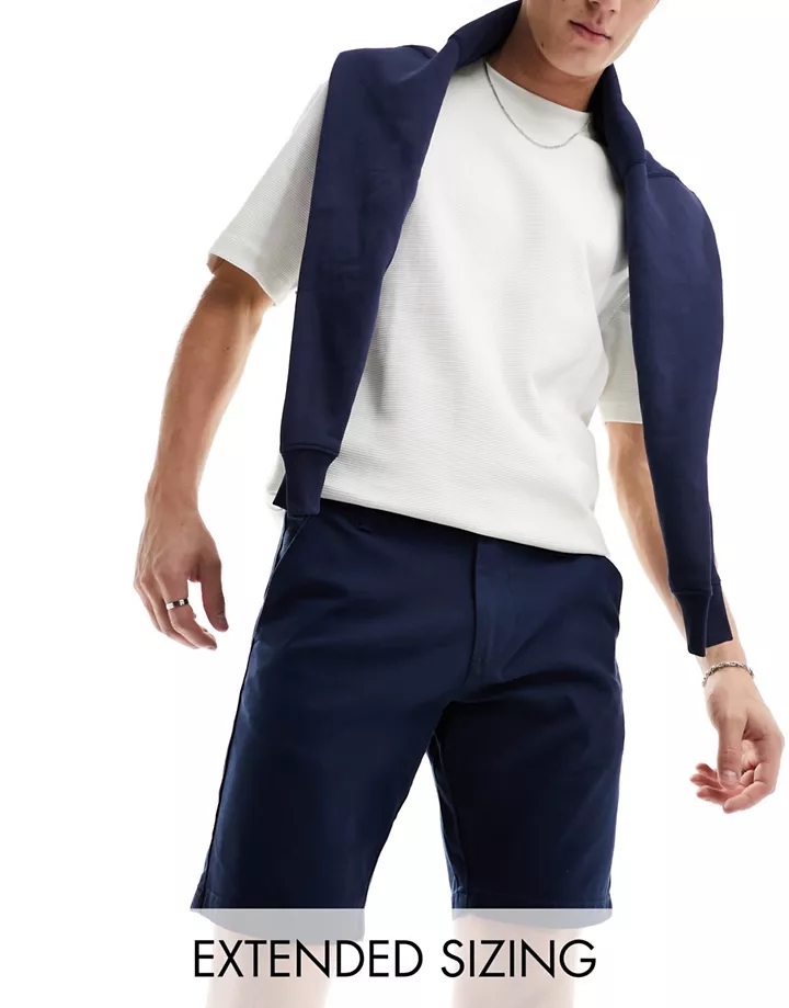 Pantalones cortos chinos azul marino de corte pitillo y largo estándar de DESIGN Azul marino 4sOvkNyU