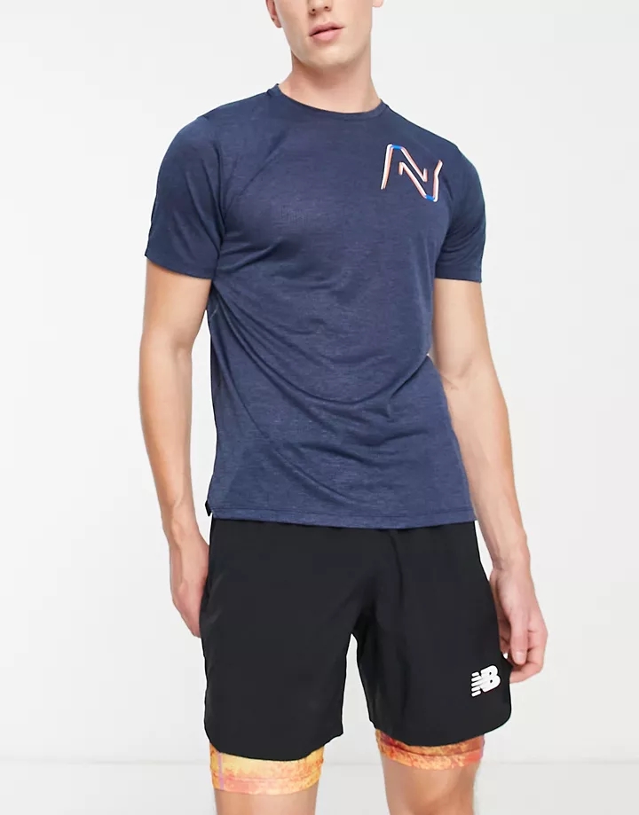 Camiseta azul con logo en contraste Impact Run de New B