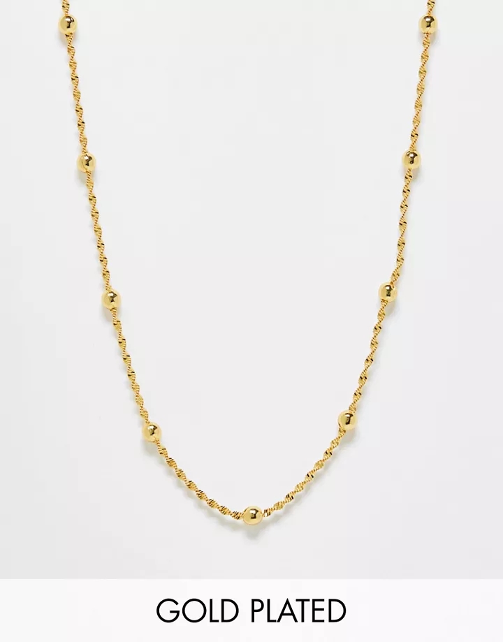 Collar corto de cadena retorcida con detalle de esferas chapado en oro de 14 quilates de DESIGN Curve Dorado 4u4wn2tP