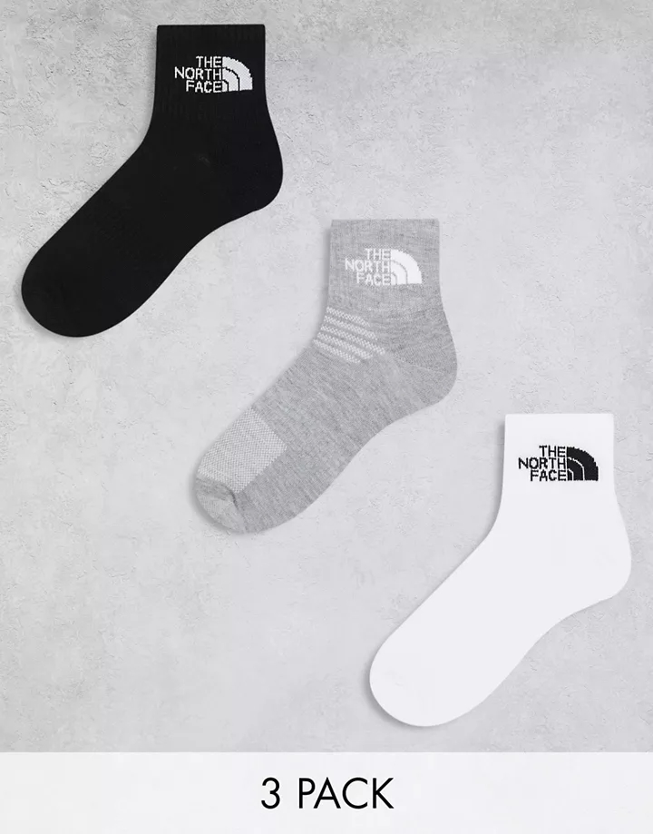 Pack de 3 pares de calcetines tobilleros de color blanco, gris y negro con logo Simple Dome de The North Face Gris 4xcuR1mi